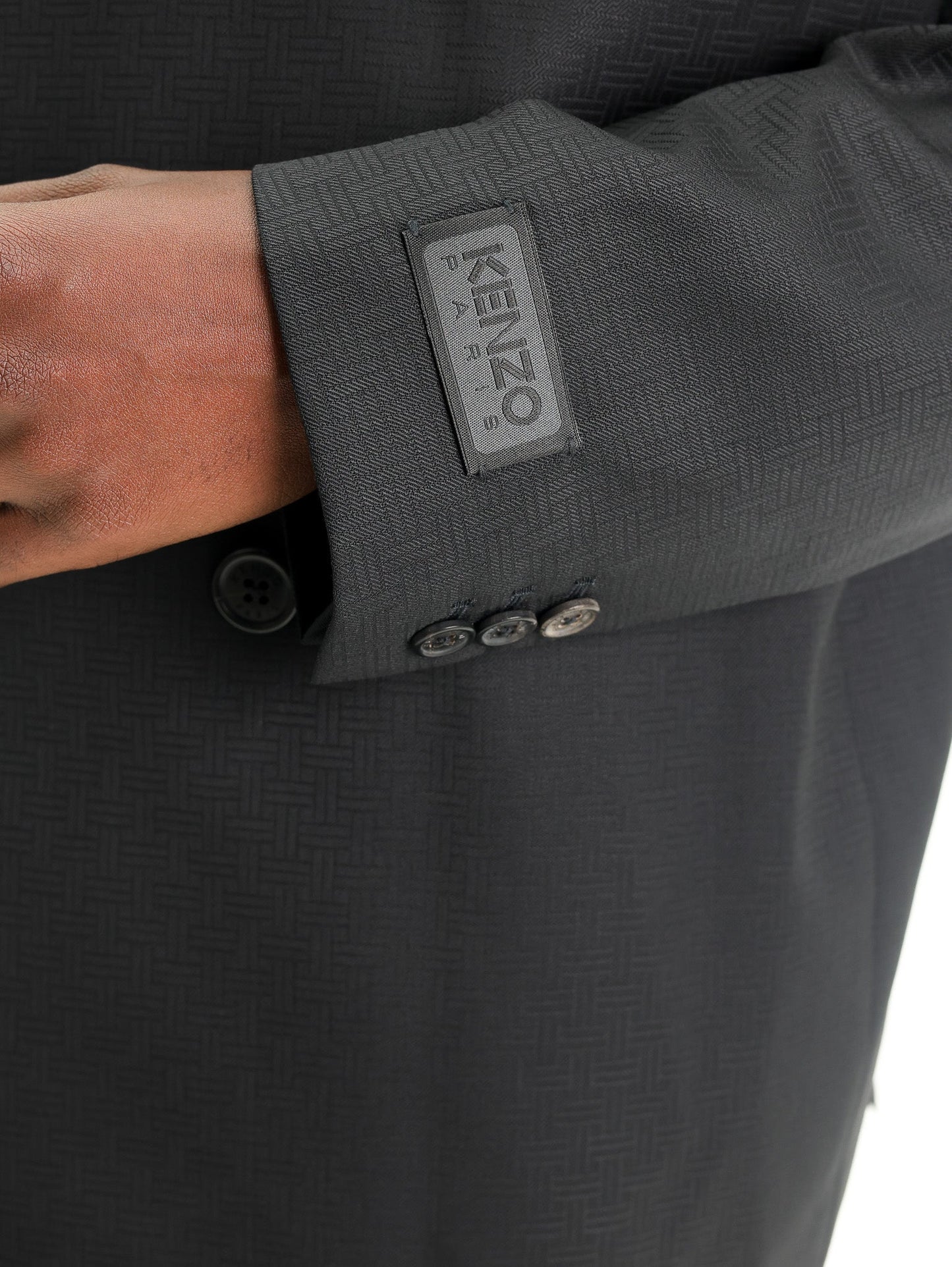 Kenzo Weave Blazer Tailored Wool Jacquard Black
