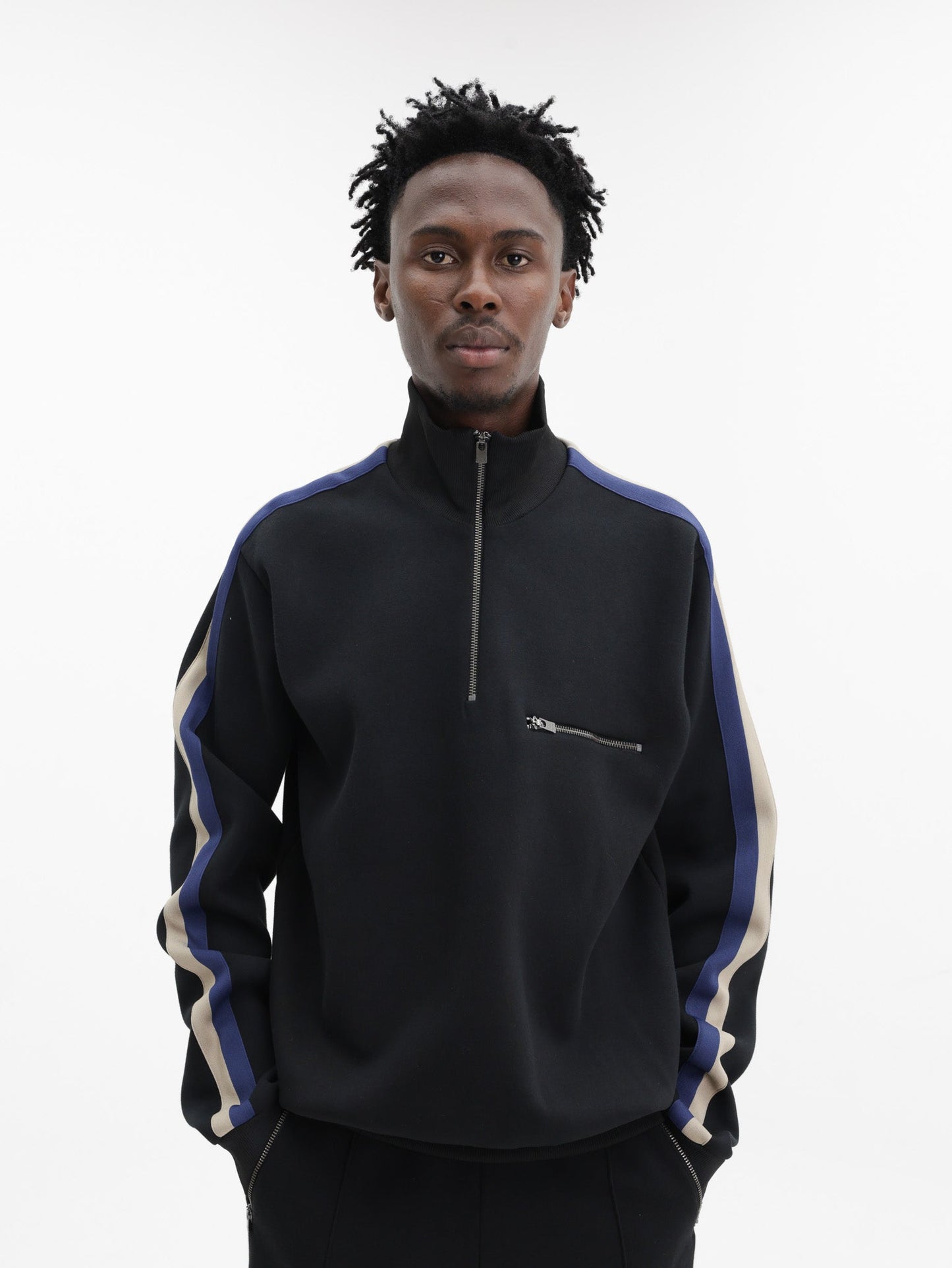 Maison Margiela Taped Half Zip Sweatshirt Black