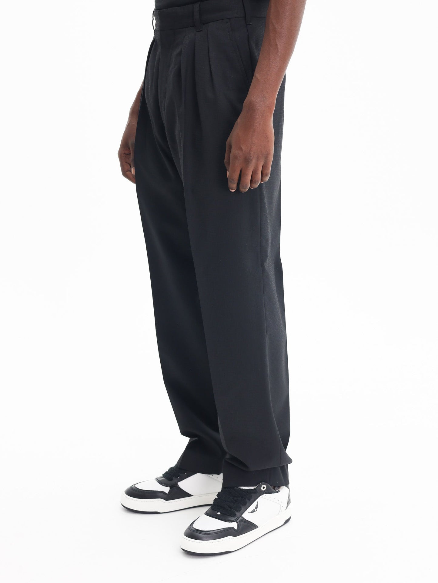 Kenzo Weave Pants Pleated Wool Jacquard Black