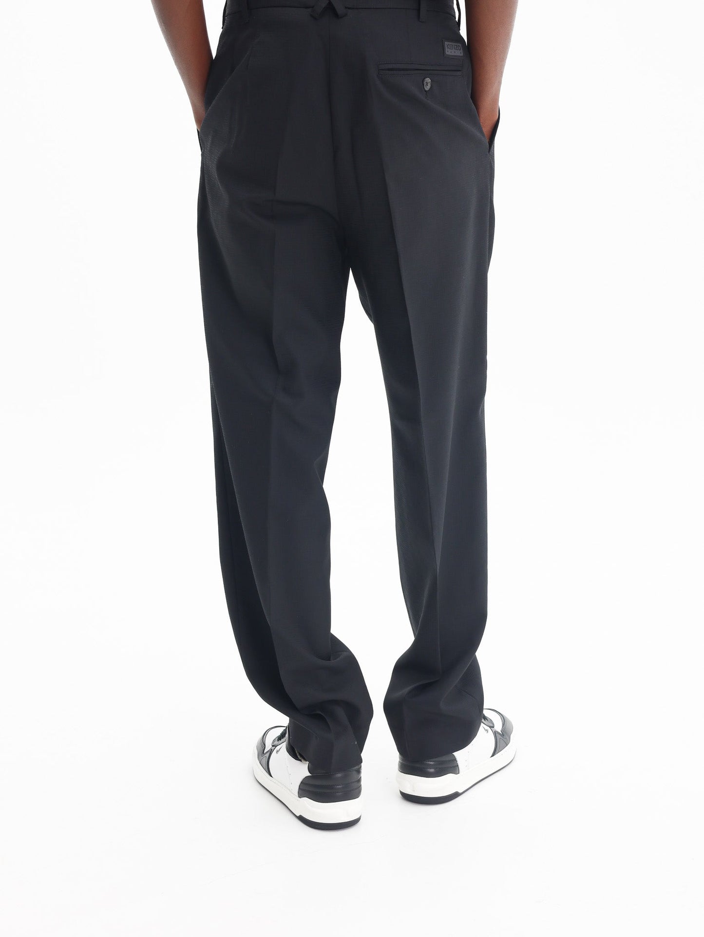 Kenzo Weave Pants Pleated Wool Jacquard Black