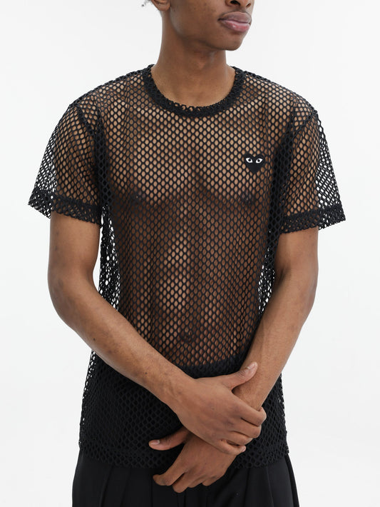 Comme Des Garcons T-Shirt Black Emblem Mesh Black