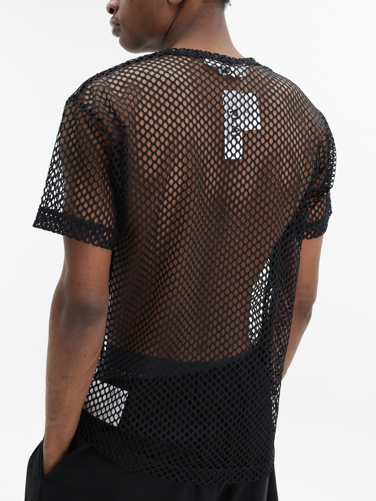 Comme Des Garcons T-Shirt Black Emblem Mesh Black