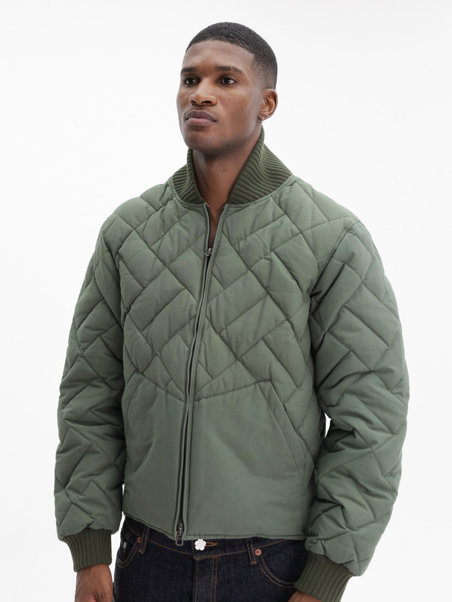 Kenzo Jacket Quilted Weave Khaki
