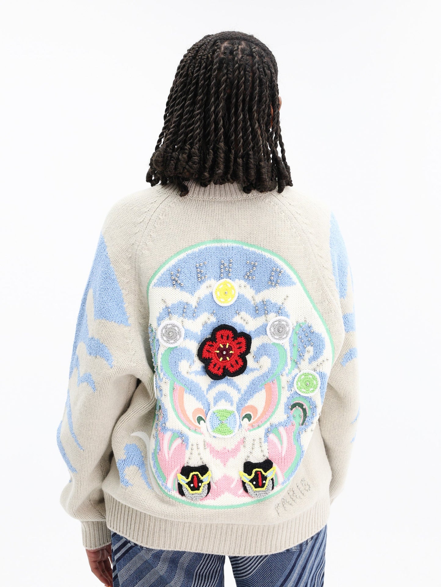 Kenzo Cardigan Logo Pale Grey-Blue