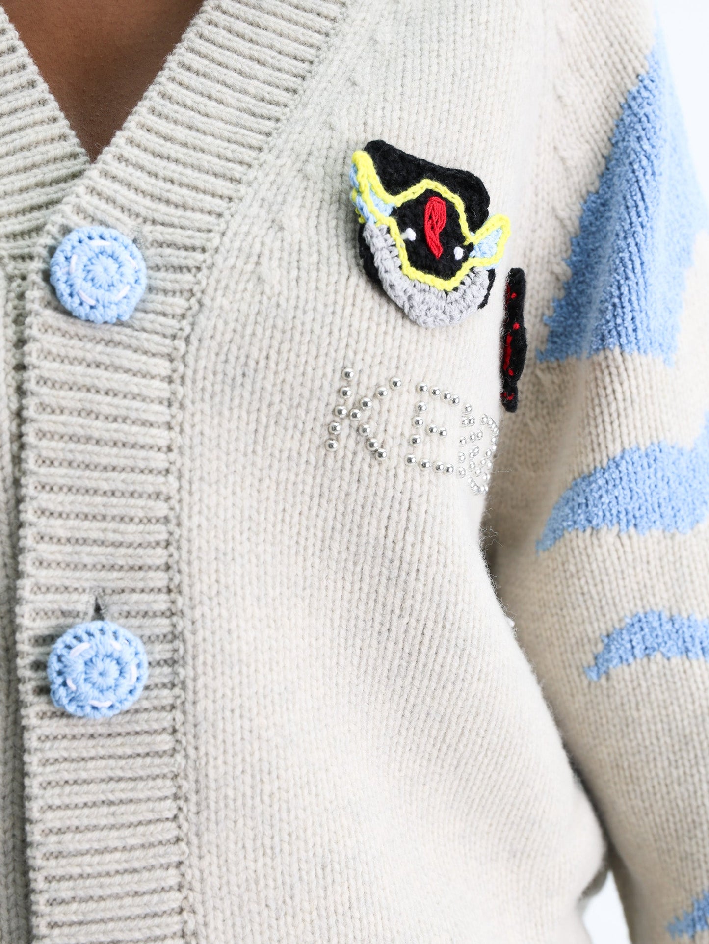 Kenzo Cardigan Logo Pale Grey-Blue