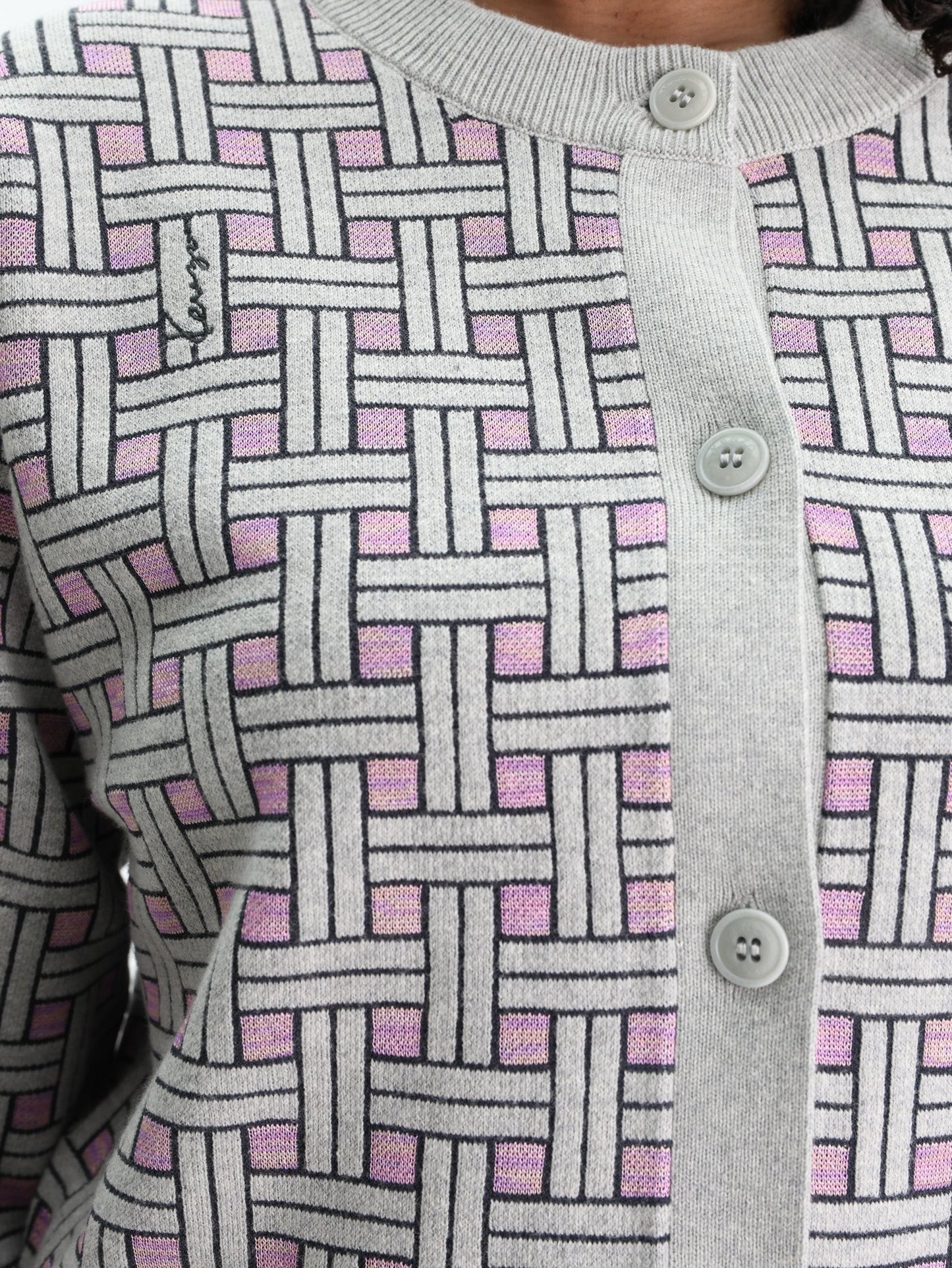 Kenzo Cardigan Checkered Pale Grey