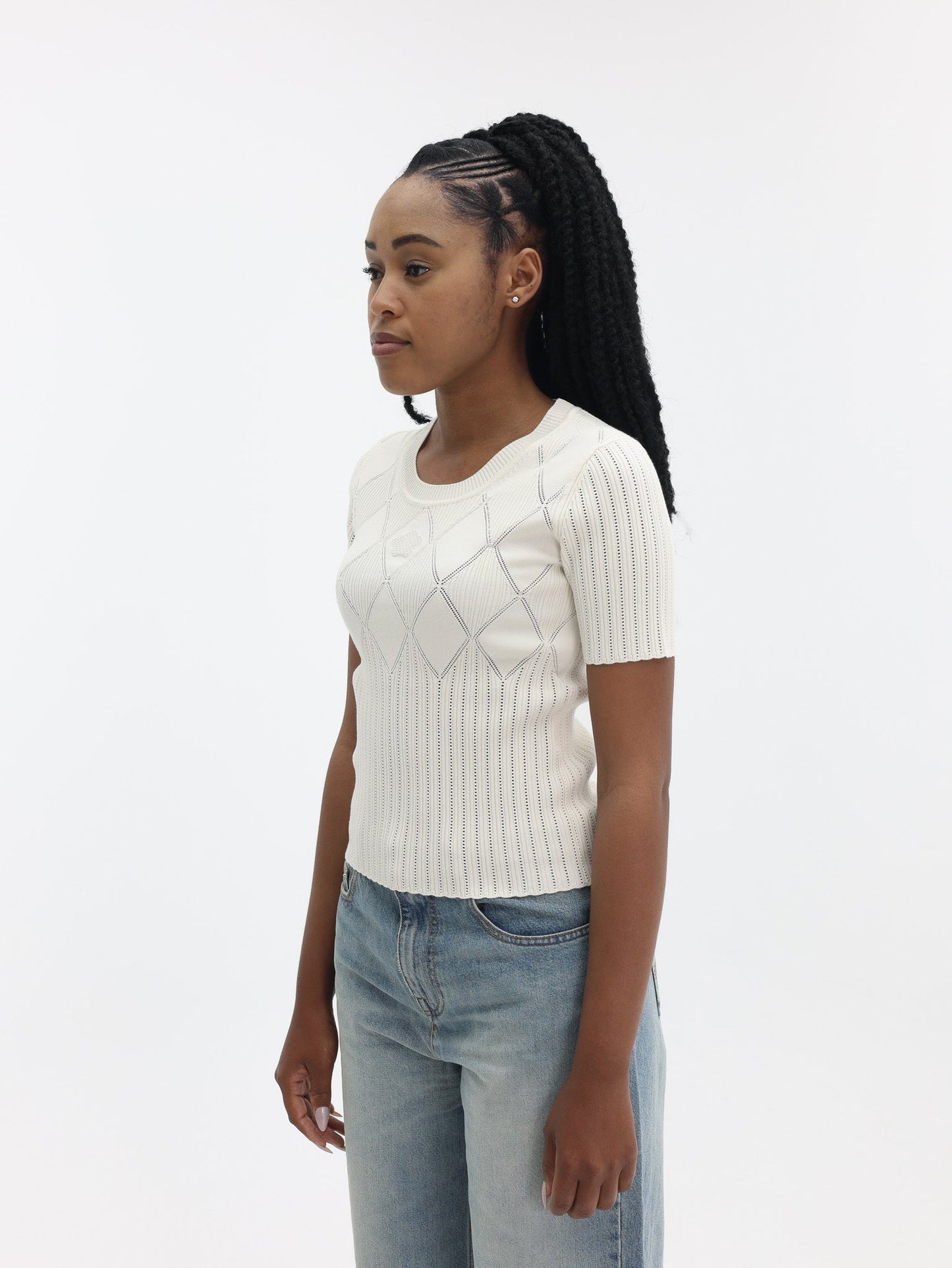 Kenzo Top Knitted Ss Off White