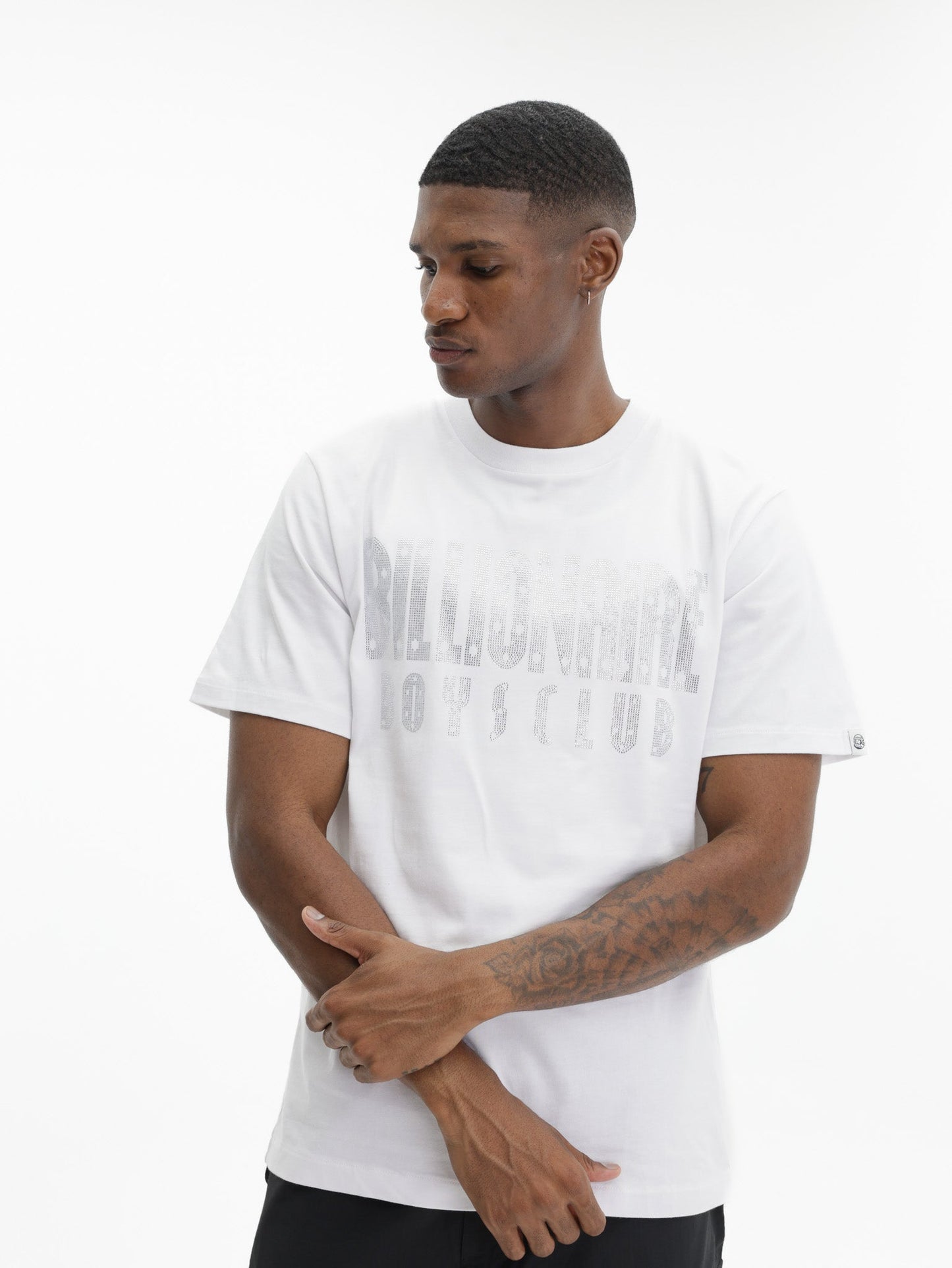Billionaire Boys Club Rhinestone Straight Logo T-Shirt White