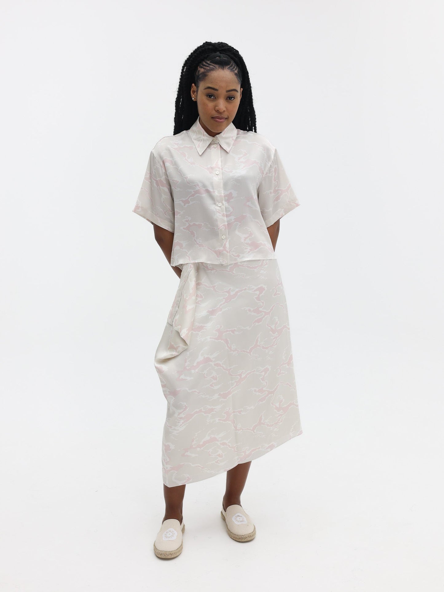 Kenzo Shirt Sc Woven Silk Pearl Grey