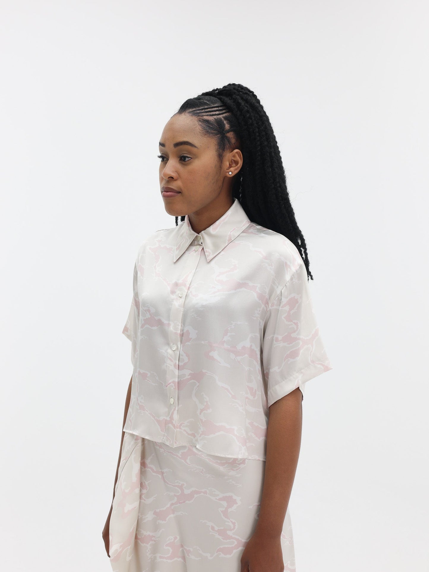 Kenzo Shirt Sc Woven Silk Pearl Grey