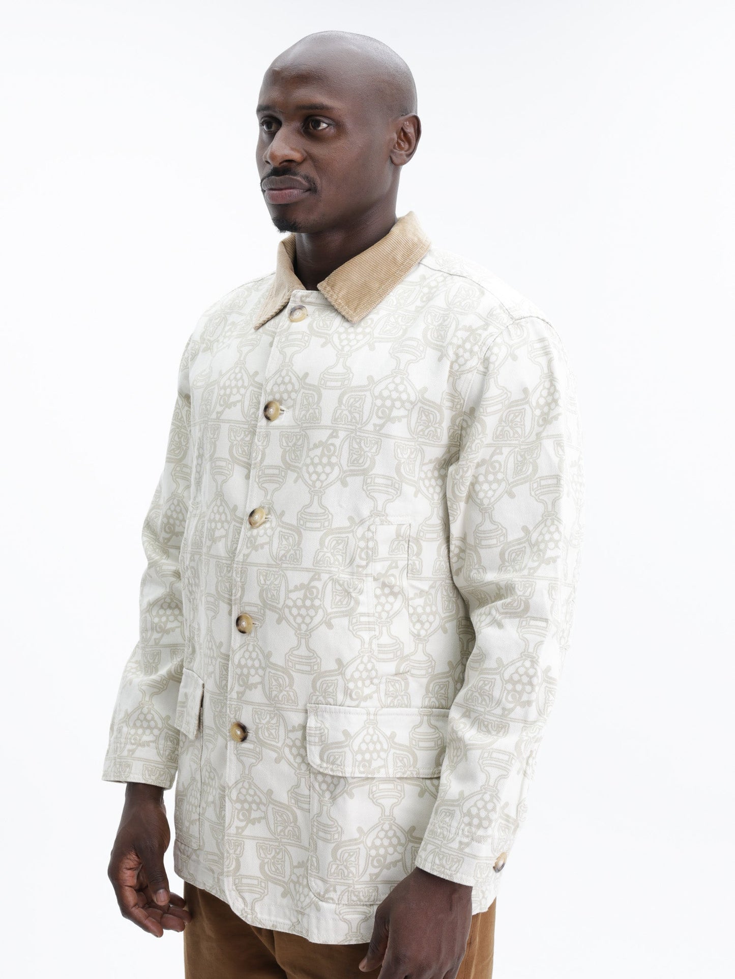 Drole De Monsieur Jacket Allover Print Ecru