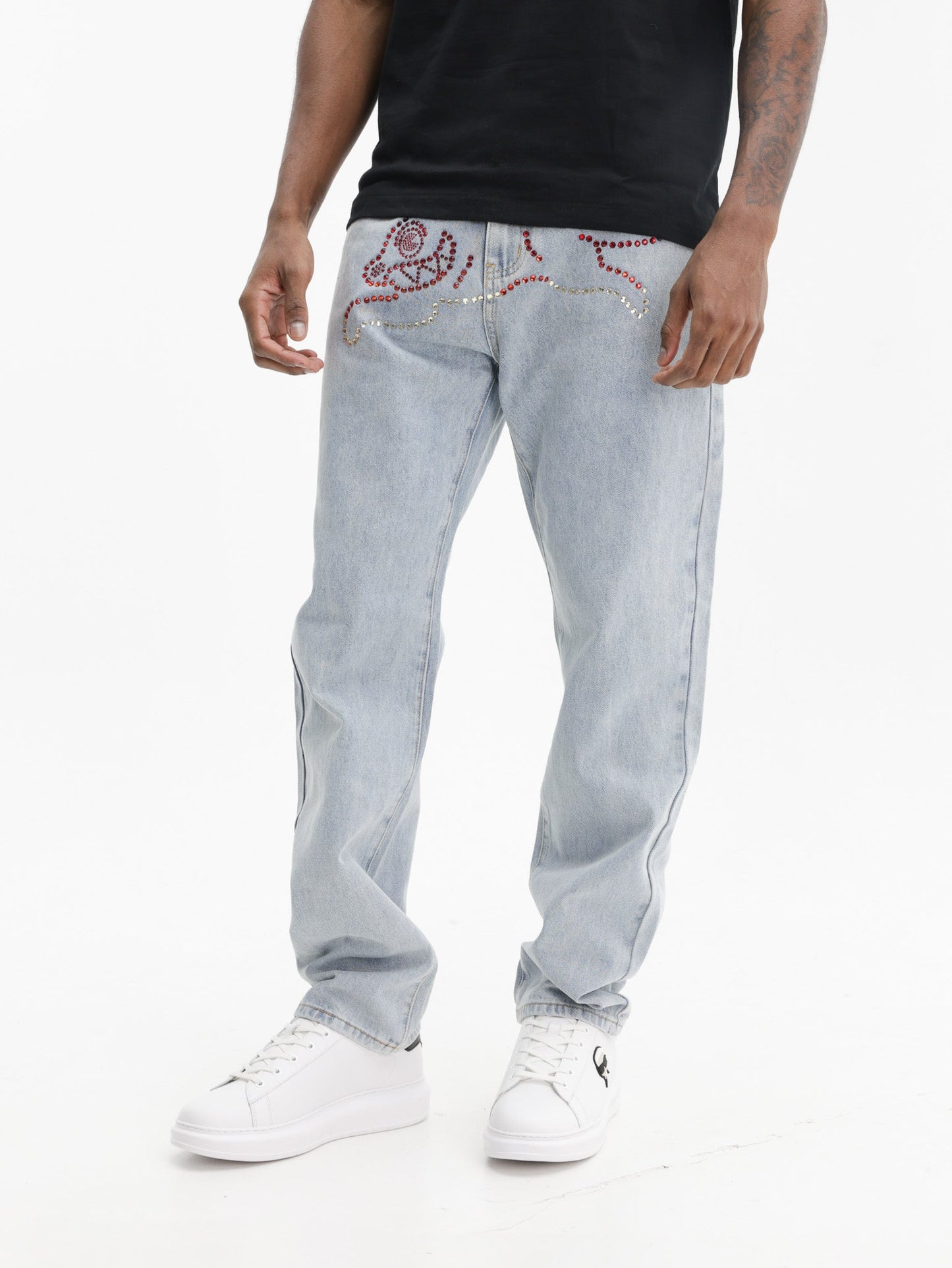 Ice-cream Pants Red Running Dog Light Wash