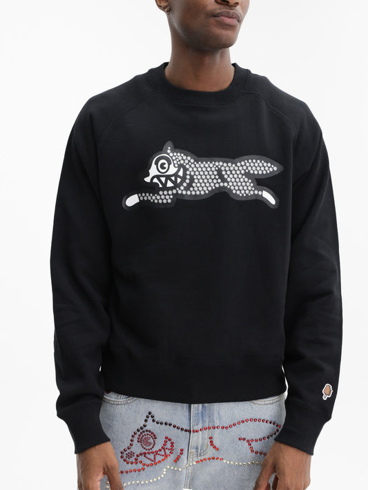 Ice-cream Sweater Glitter Running Dog Black