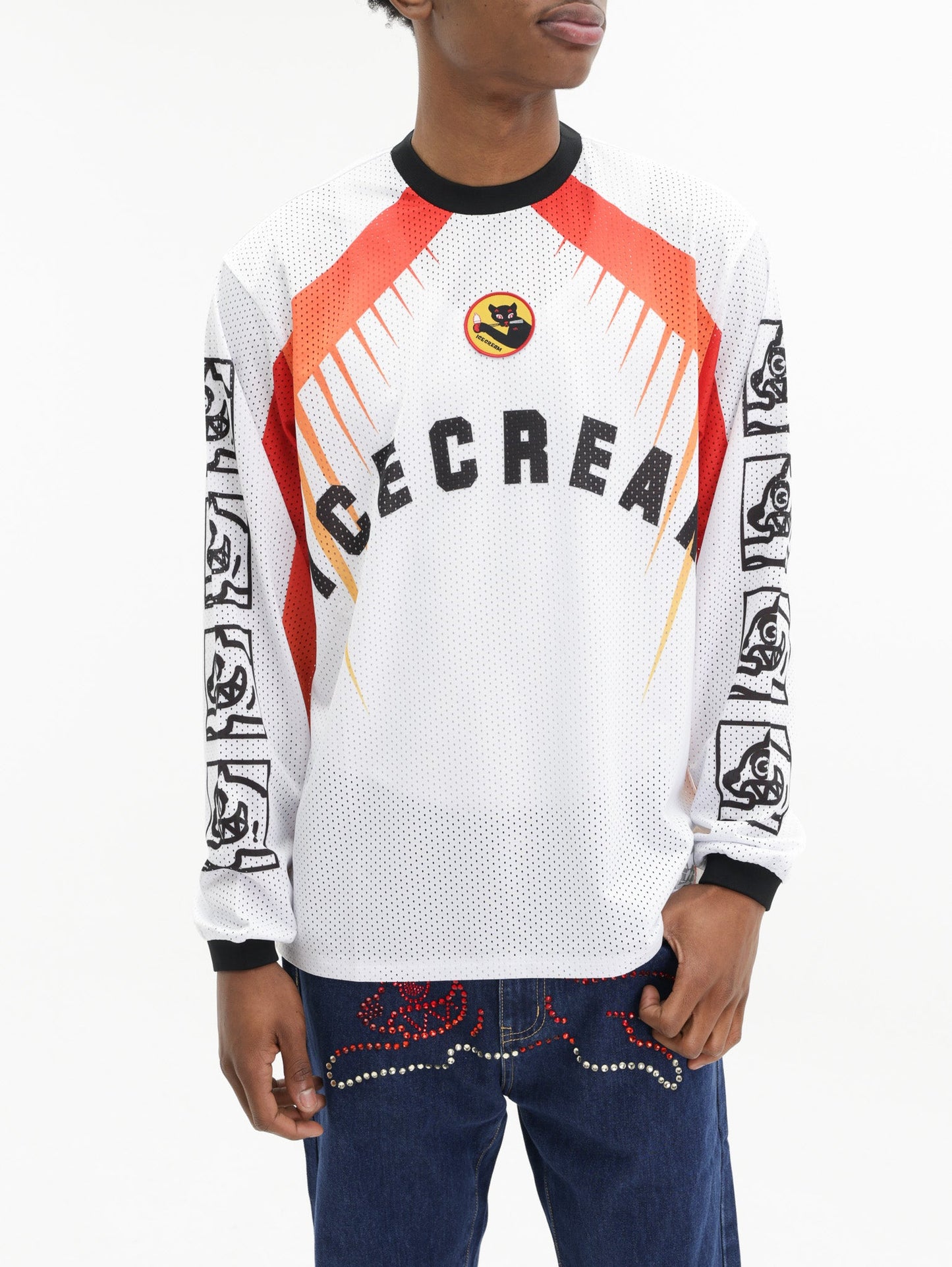 Ice-cream Sweater Red/blue Mesh Logo White