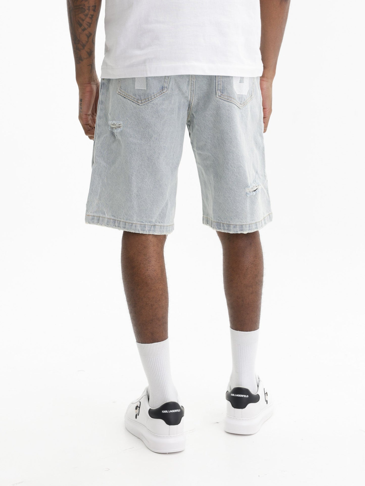 Ice-cream Shorts White Dog Logo Denim Dark Wash