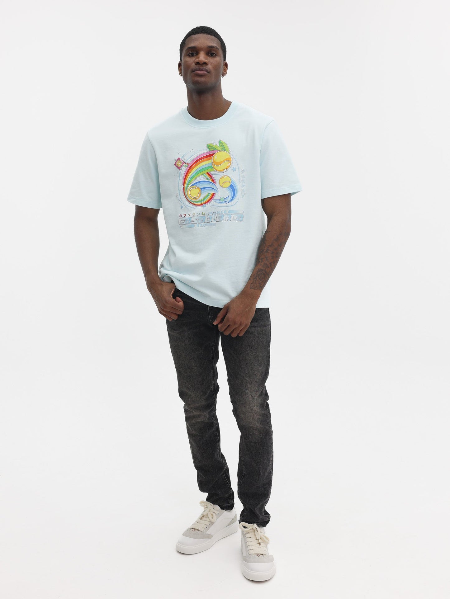 Casablanca T-Shirt Manga Tennis Bll Print White
