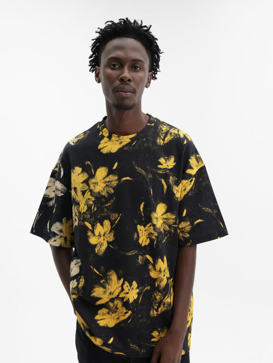 Jil Sander T-Shirt Floral Gold-Black