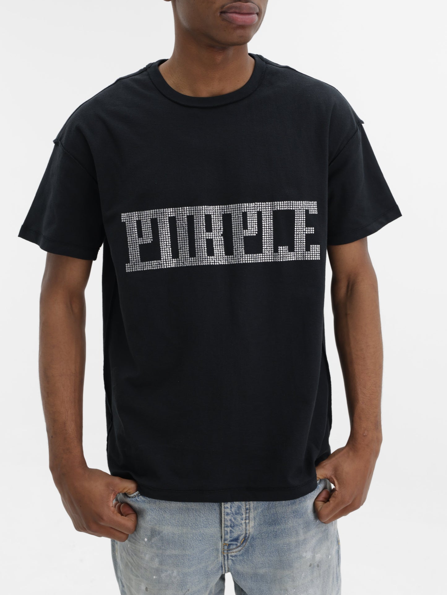Purple T-Shirt Textured Inside Out  Black