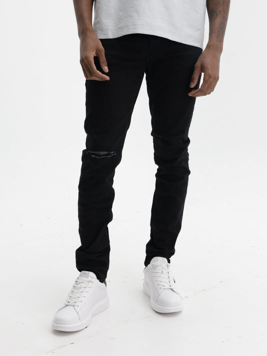 Purple Jeans Knee Slit Rinse Slim Black