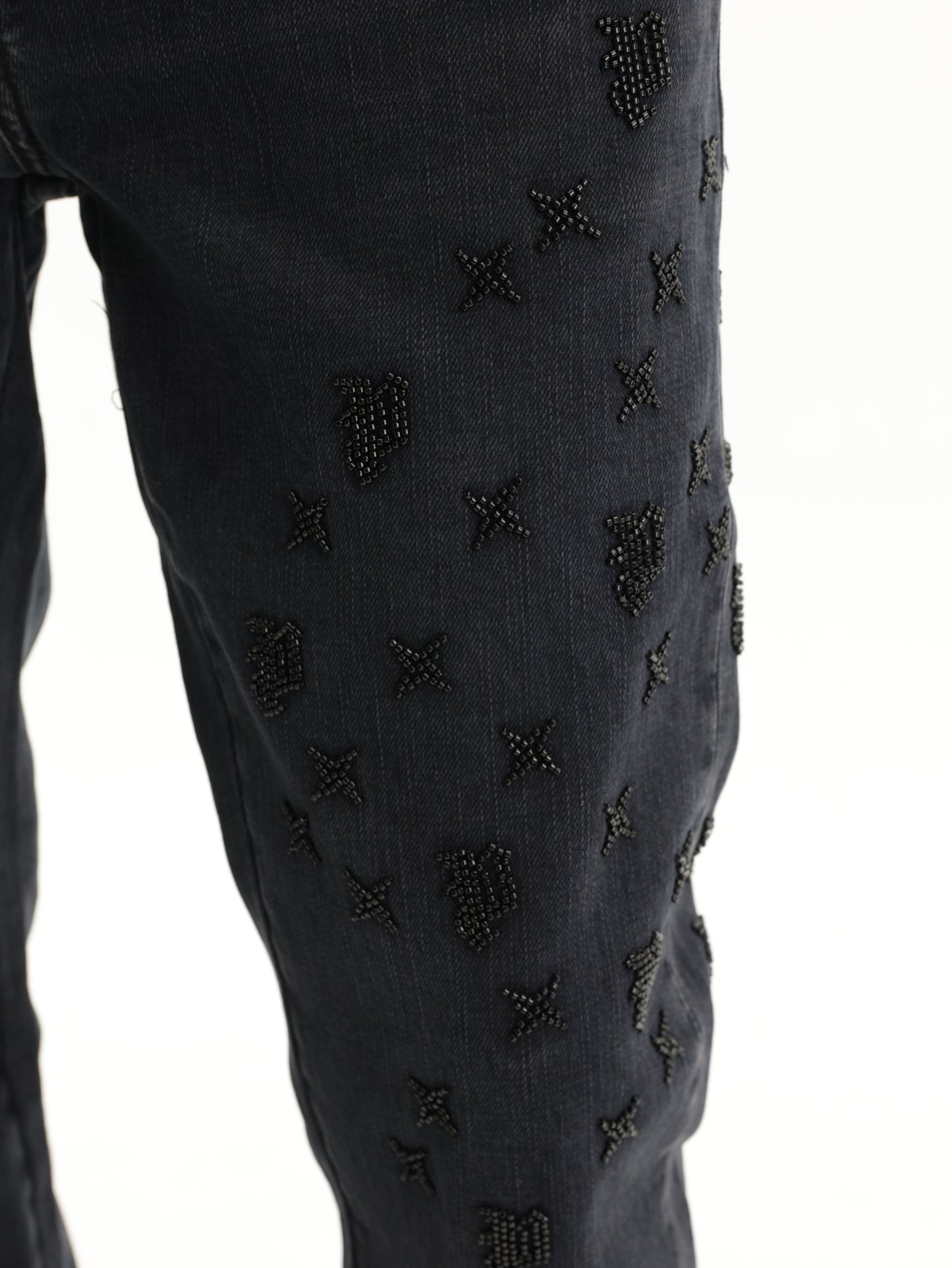 Purple Jeans Beaded Monogram Black