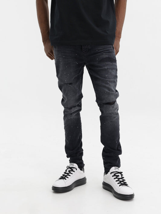 Purple Jeans Skinny Flock Dipped Black