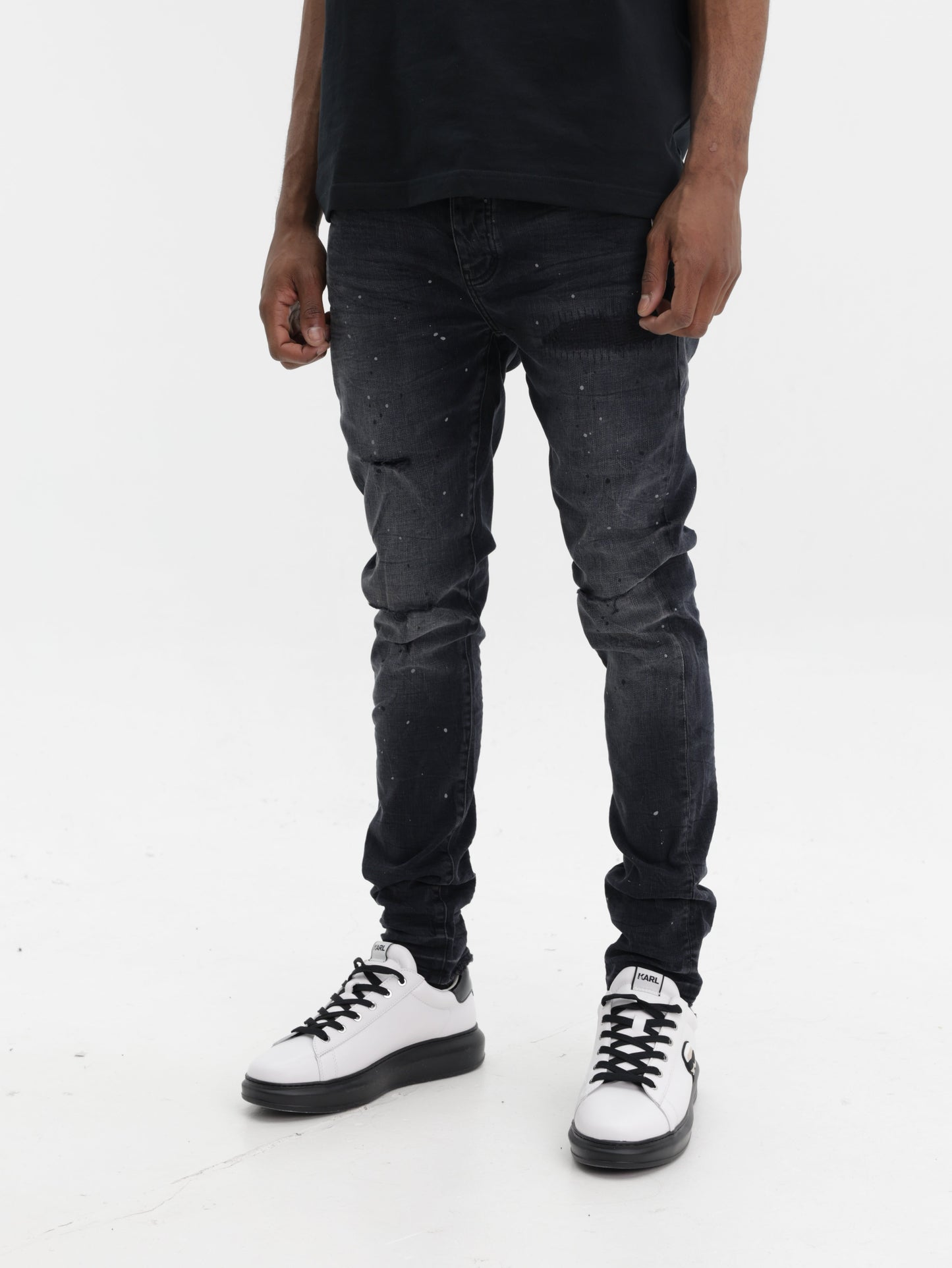 Purple Jeans Skinny Flock Dipped Black