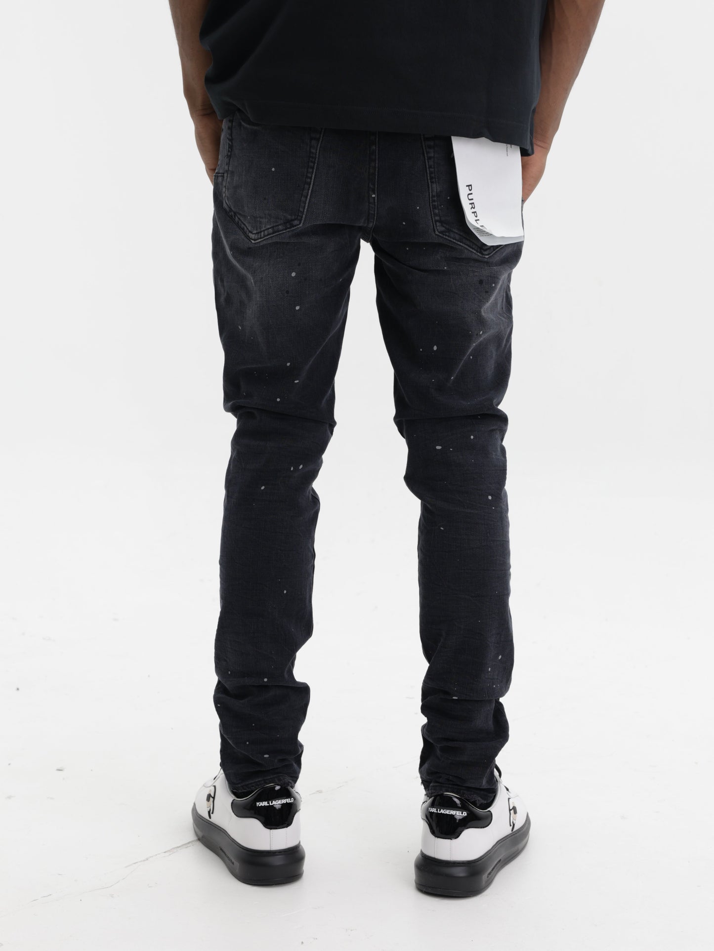 Purple Jeans Skinny Flock Dipped Black