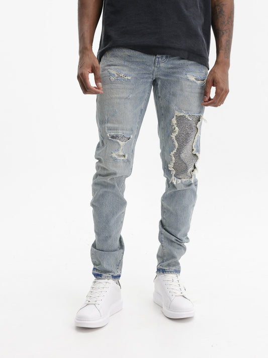 Purple Jeans Skinny Beaded Indigo