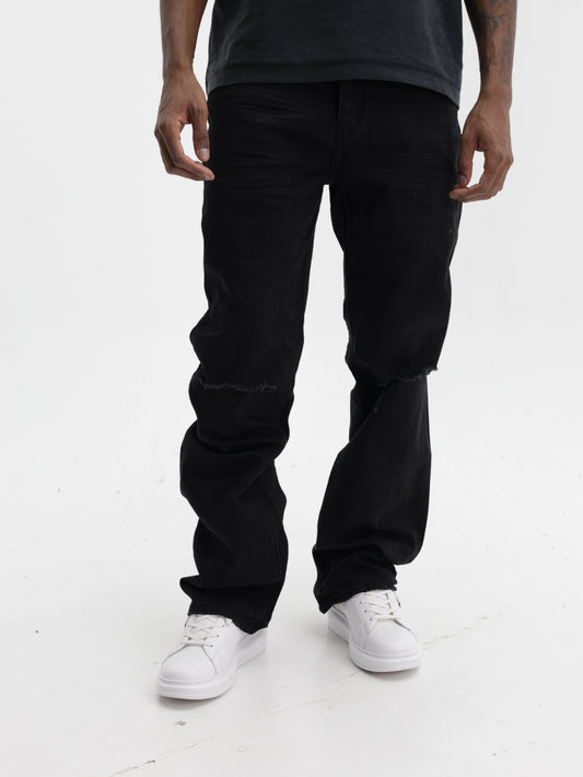 Purple Jeans Lancer Rip Boot Black