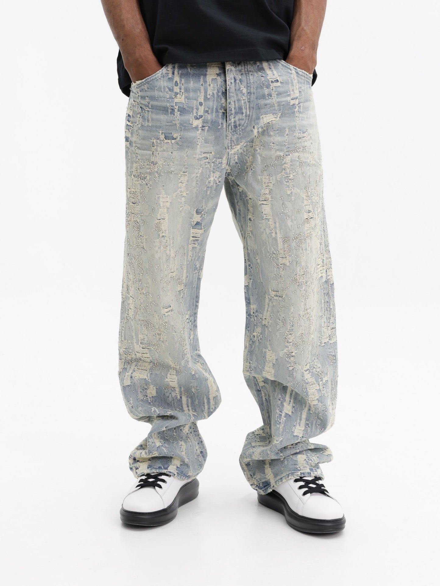 Purple Jeans Bead Splatter Indigo