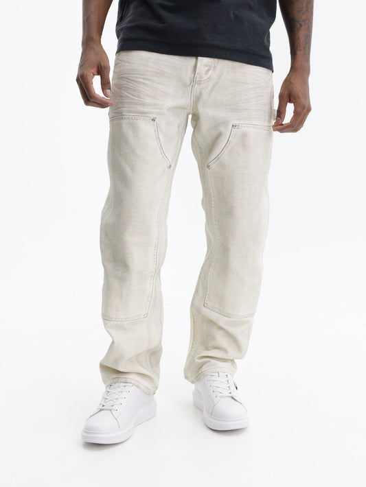 Purple Jeans Canvas Carpenter White