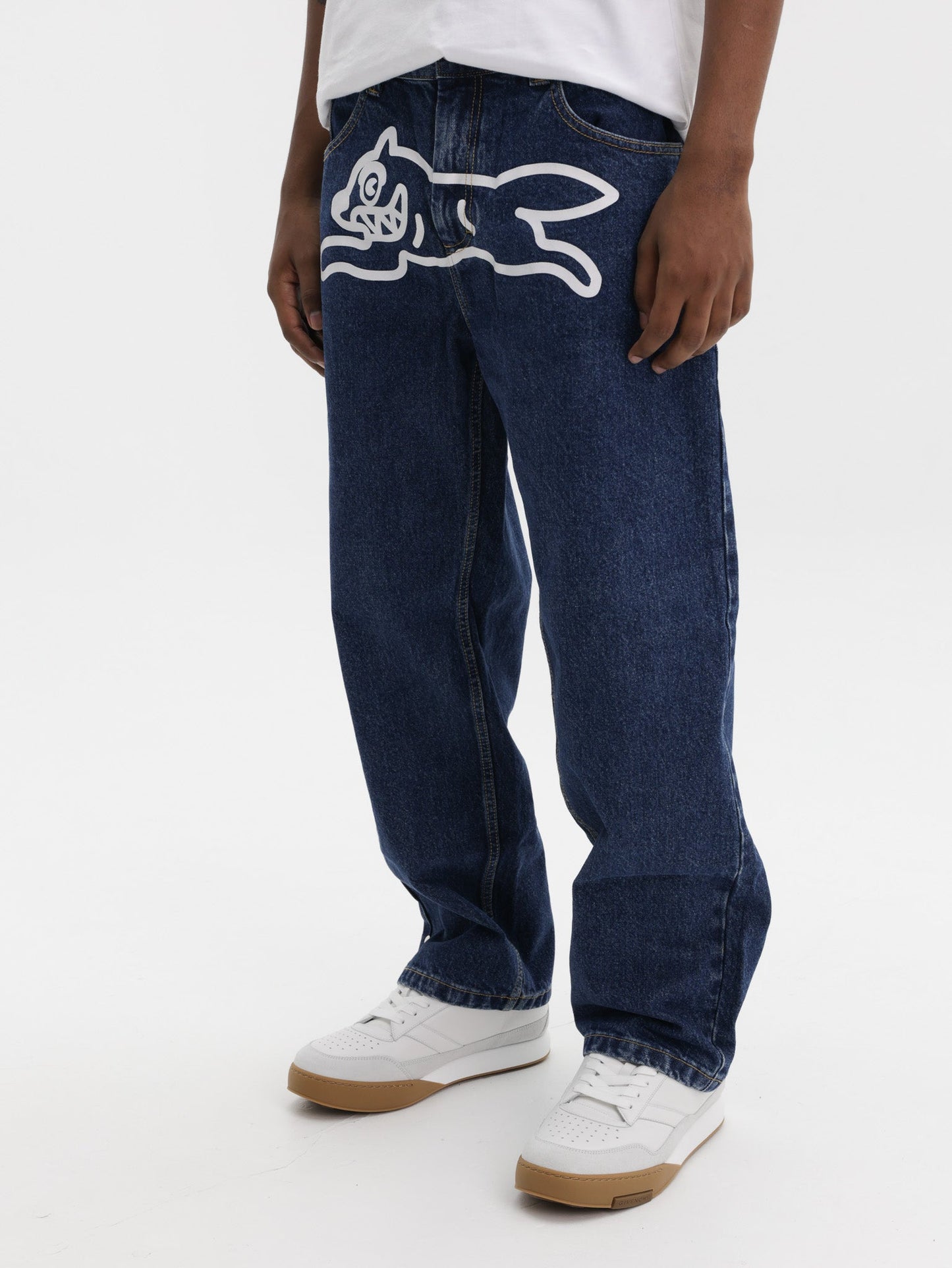 Icecream Running Dog Double Scoop Denim Pants Mid Wash Blue