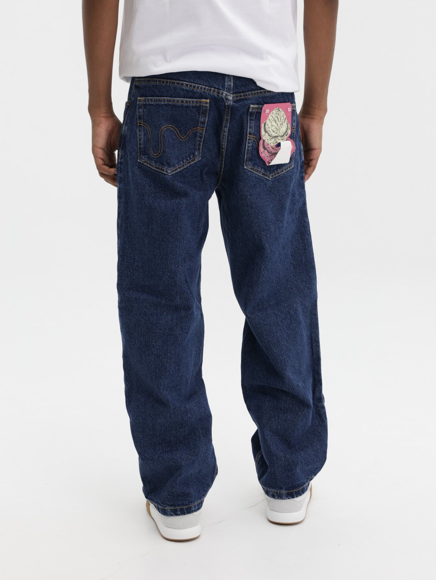Icecream Running Dog Double Scoop Denim Pants Mid Wash Blue