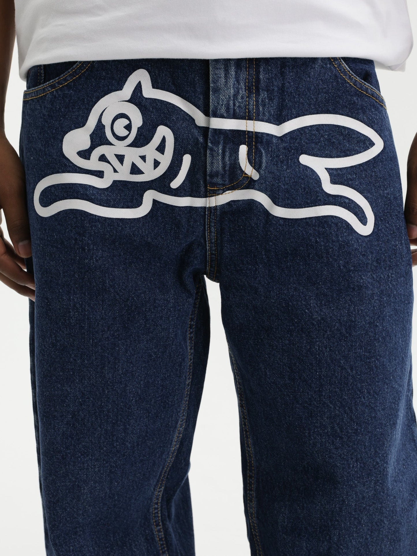 Icecream Running Dog Double Scoop Denim Pants Mid Wash Blue