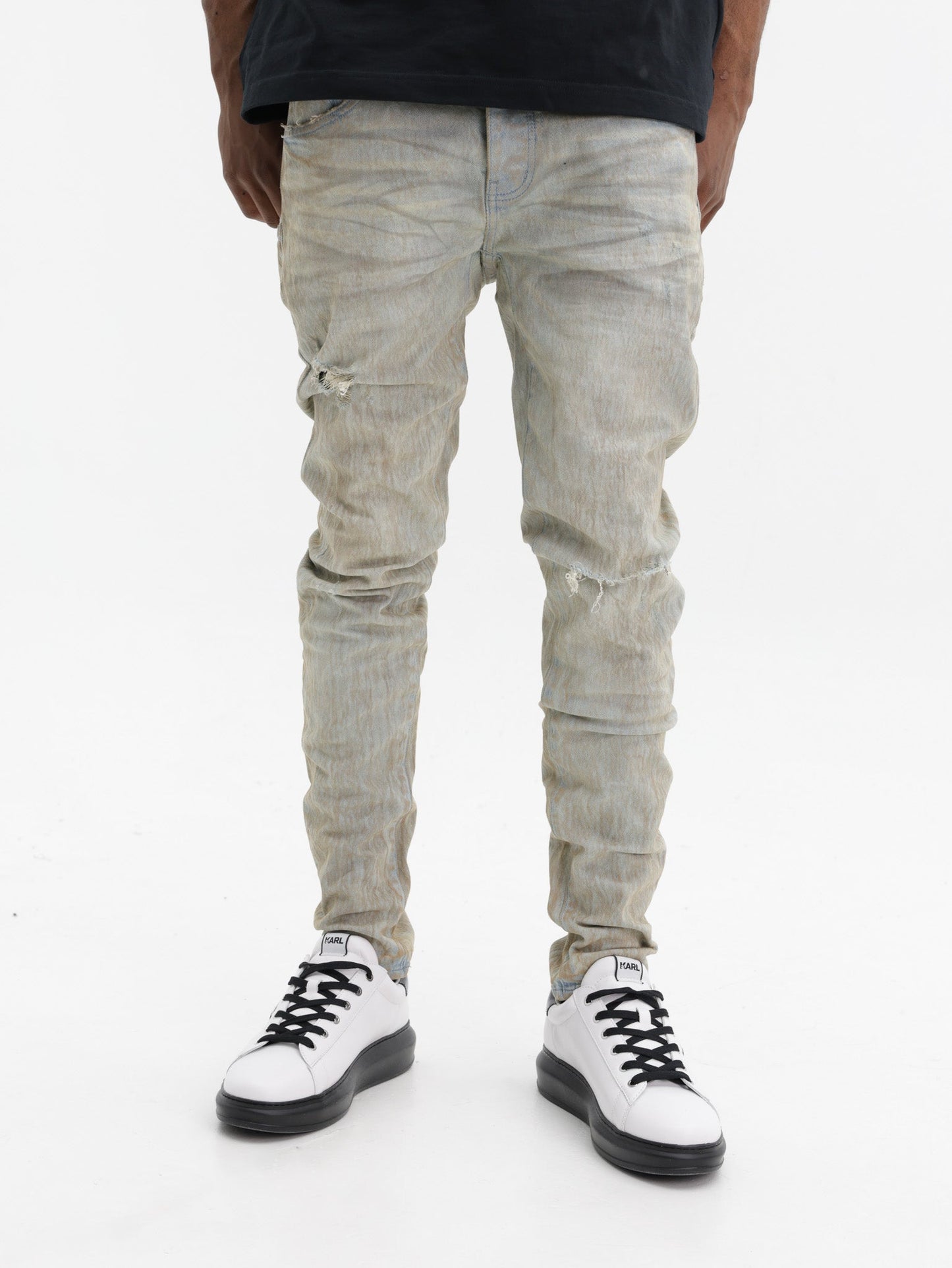 Purple Jeans Skinny Mud Tan