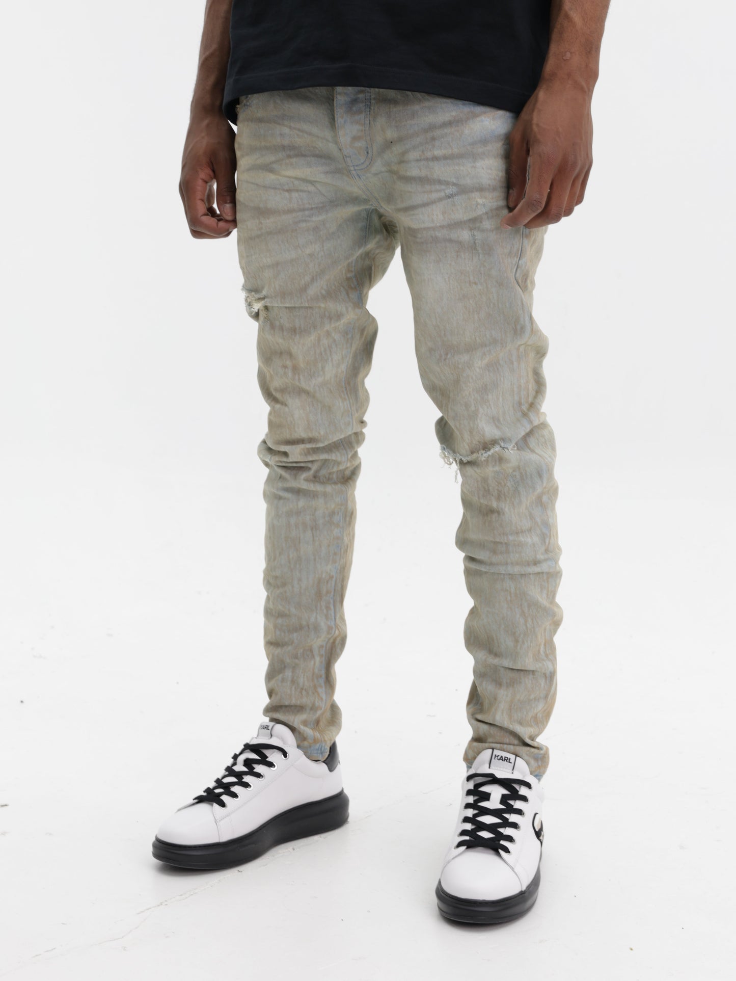 Purple Jeans Skinny Mud Tan