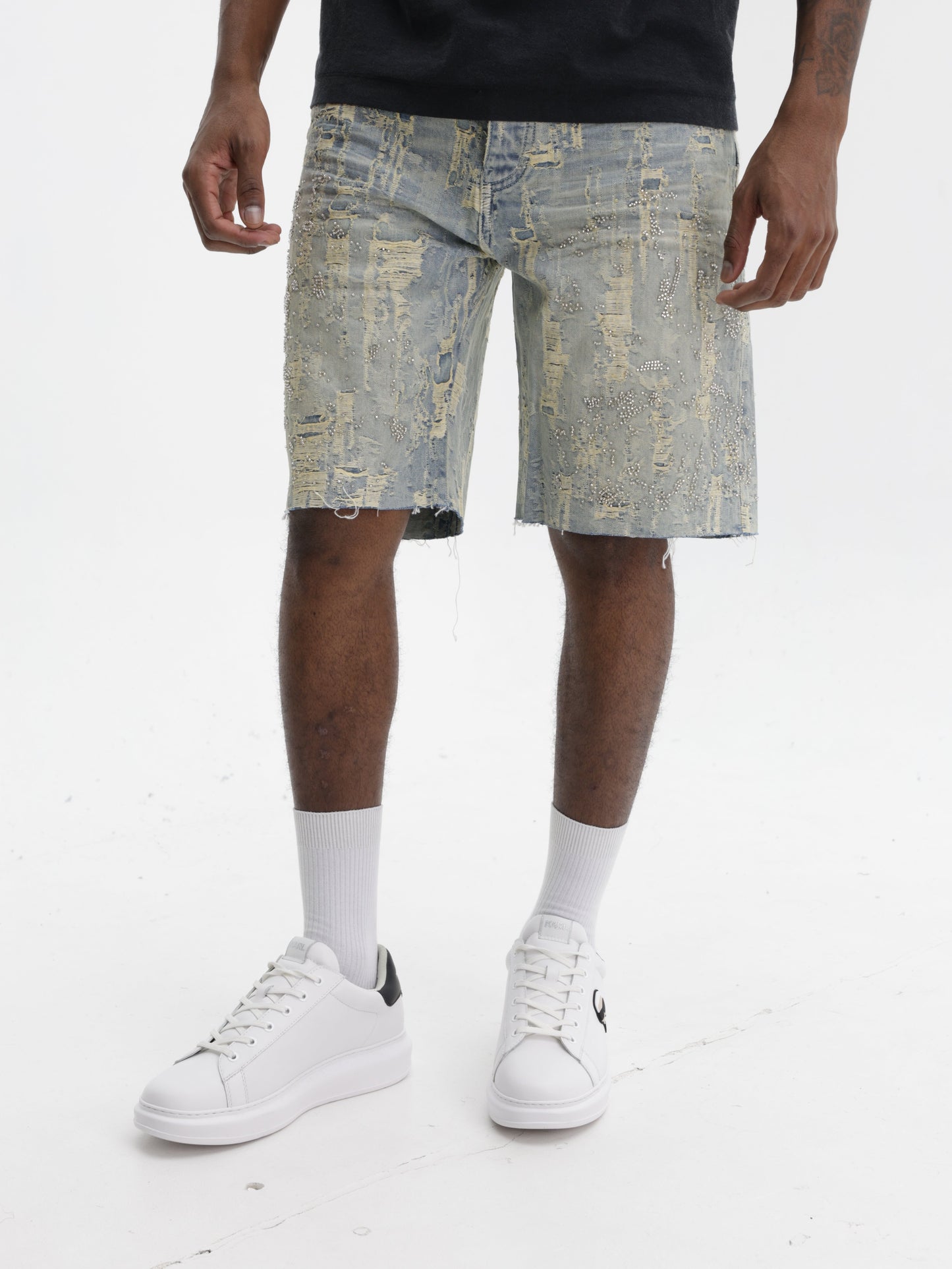 Purple Jeans Bead Splatter Indigo