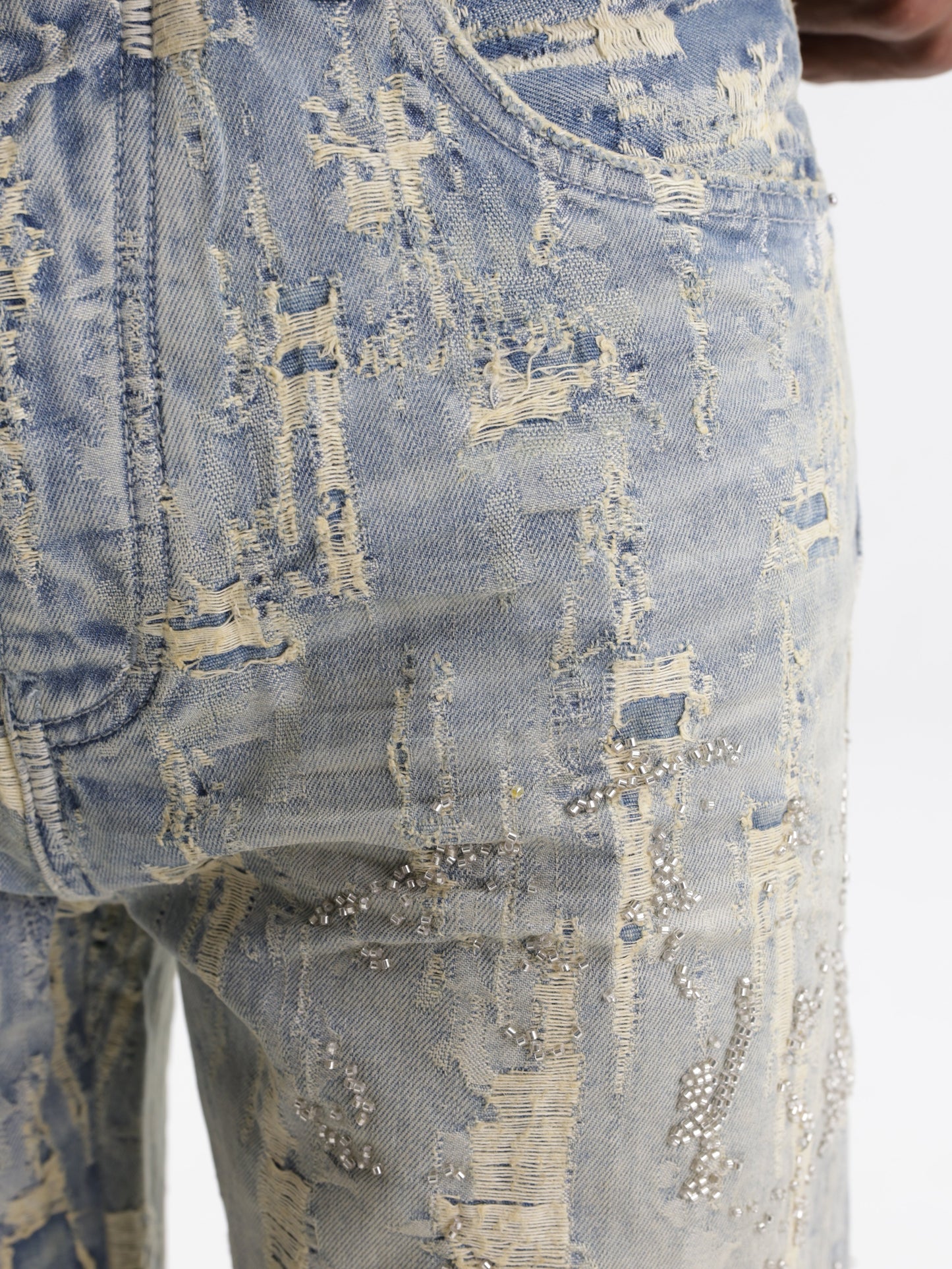 Purple Jeans Bead Splatter Indigo
