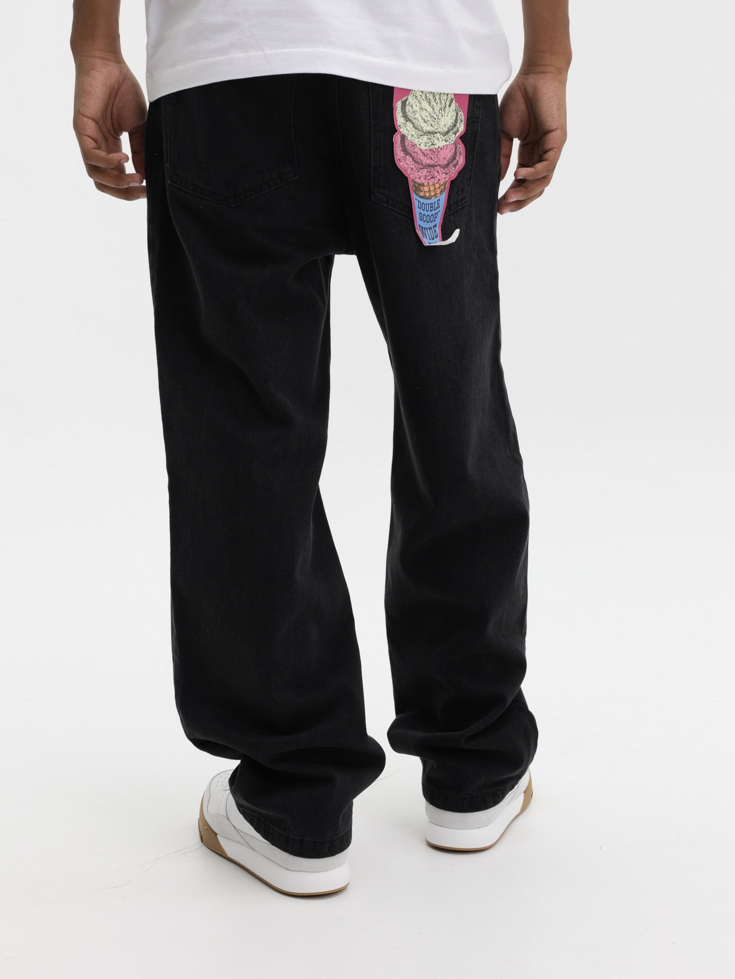 Icecream Running Dog Double Scoop Denim Pants Black
