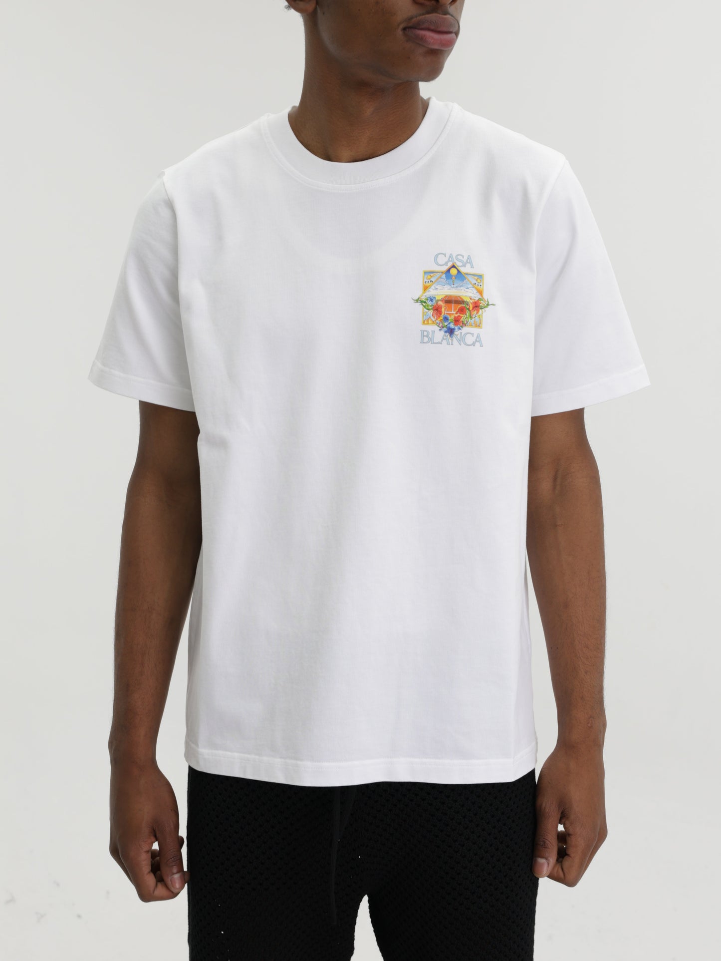 Casablanca T-Shirt Flower Court Icon White