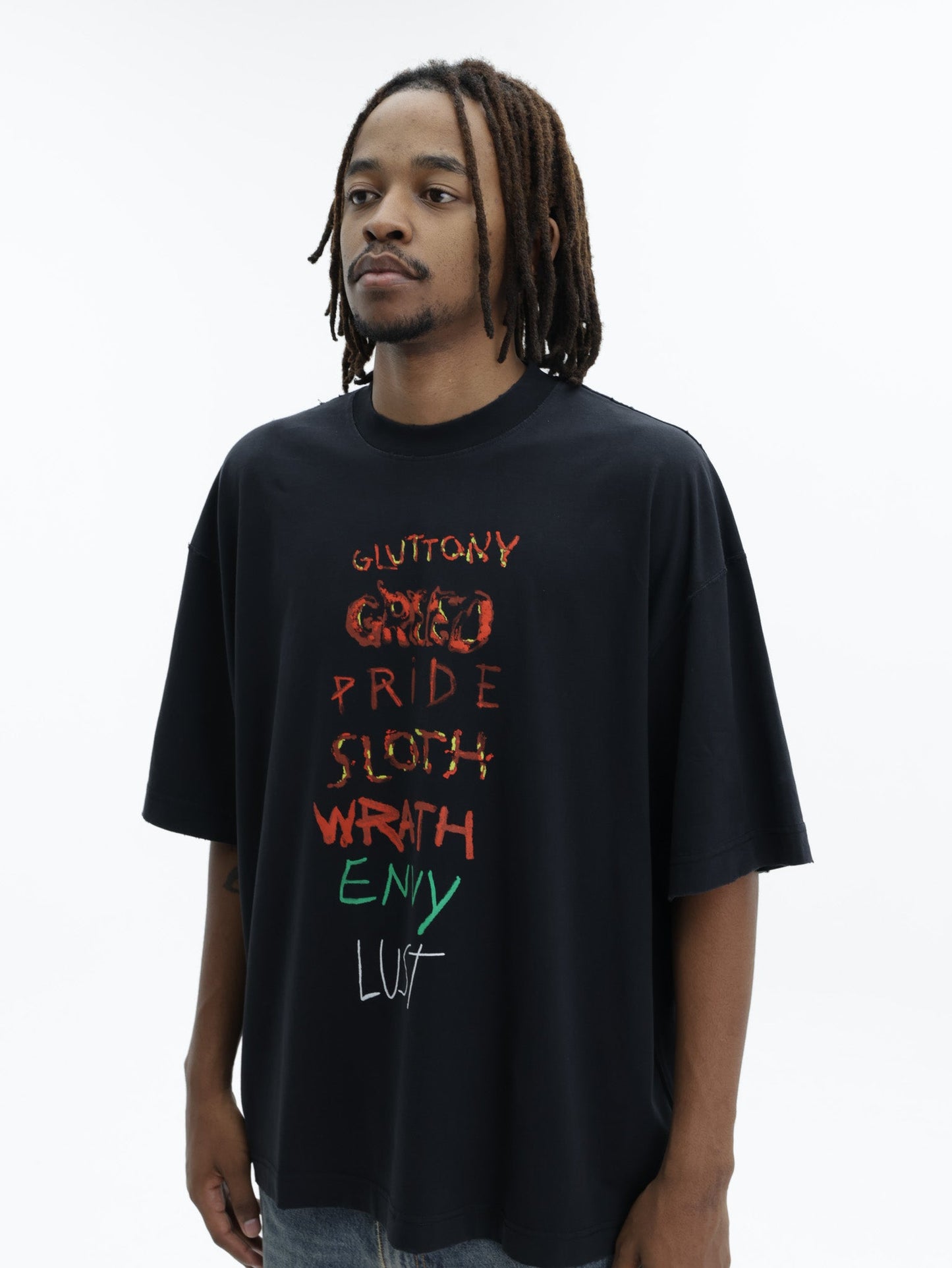Vetements T-Shirt 7 Sins Washed-Out Black