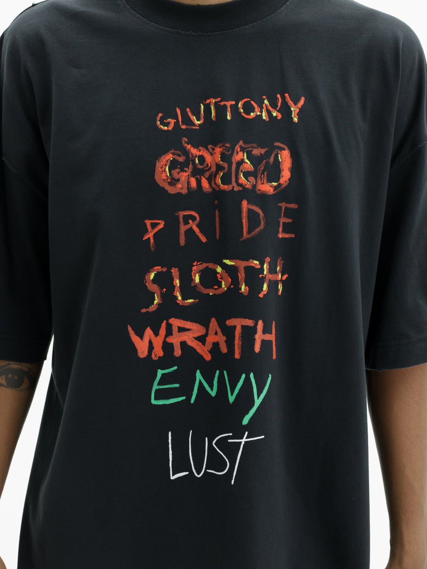 Vetements T-Shirt 7 Sins Washed-Out Black