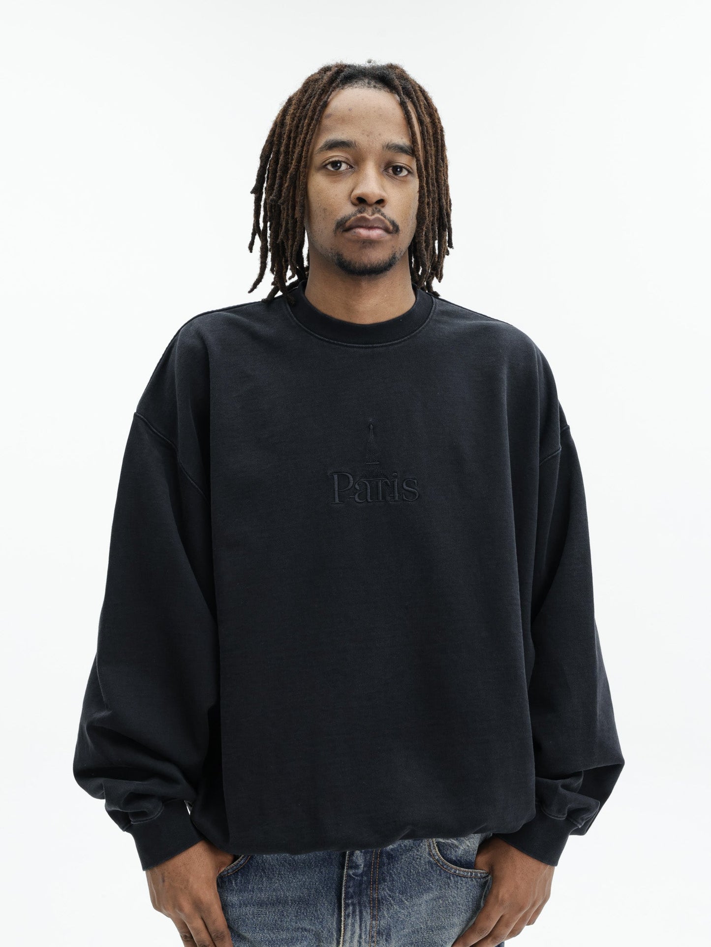 Vetements Sweater Paris Embroidered Black