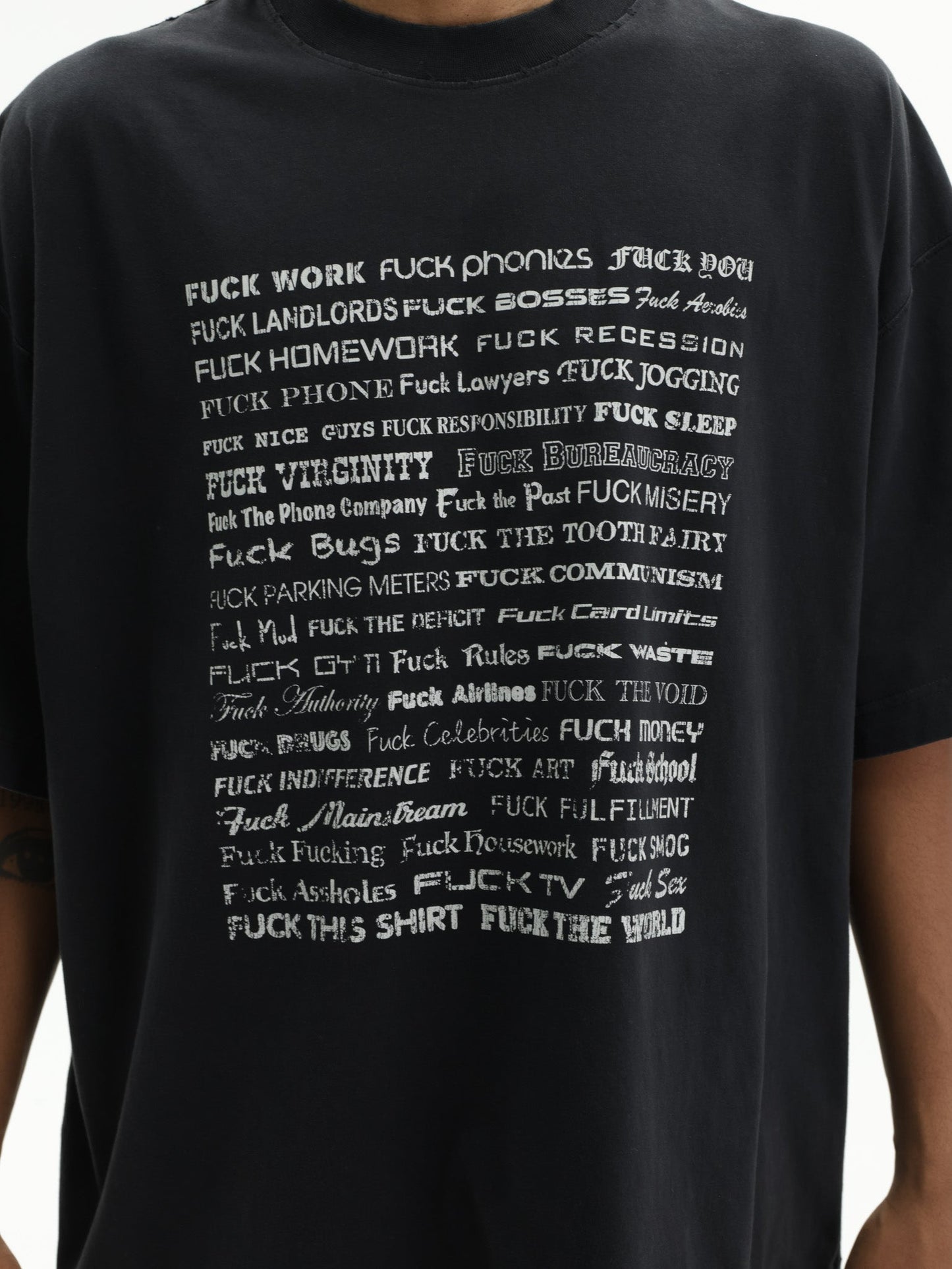Vetements T-Shirt Fuck Everything Washed-Out Black