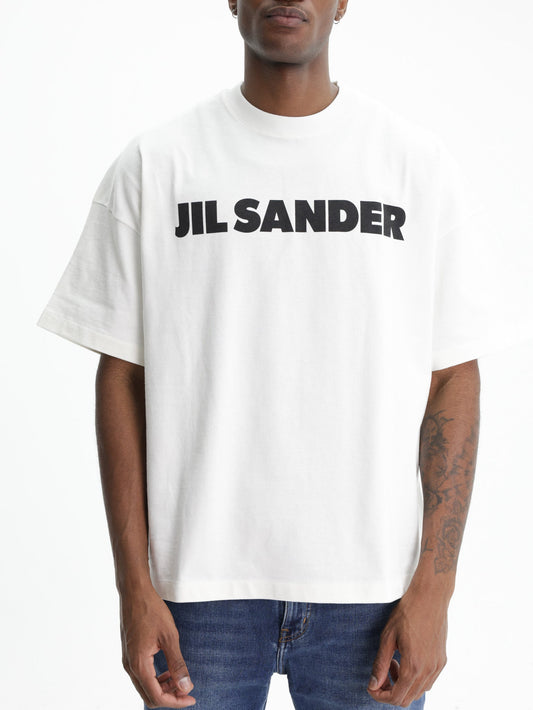 Jil Sander T-Shirt Black Print Crew White