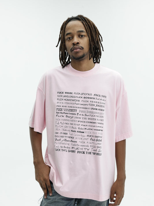 Vetements T-Shirt Fuck Everything Washed-Out Pink