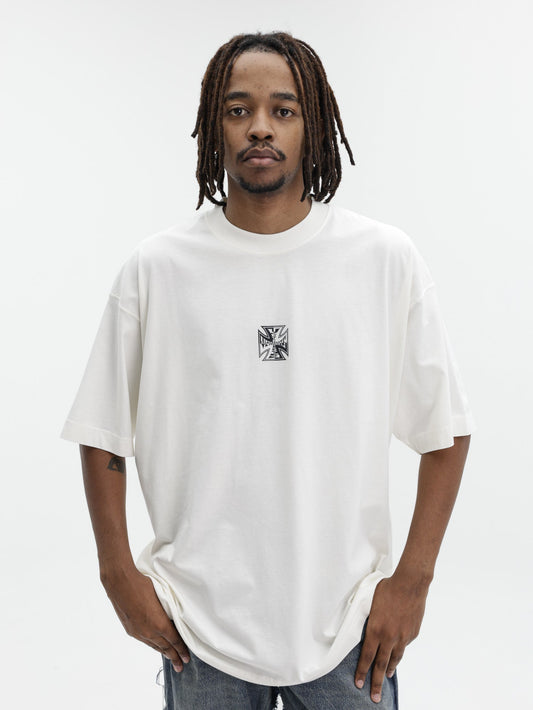 Vetements T-Shirt Biker Cross Logo Vanilla