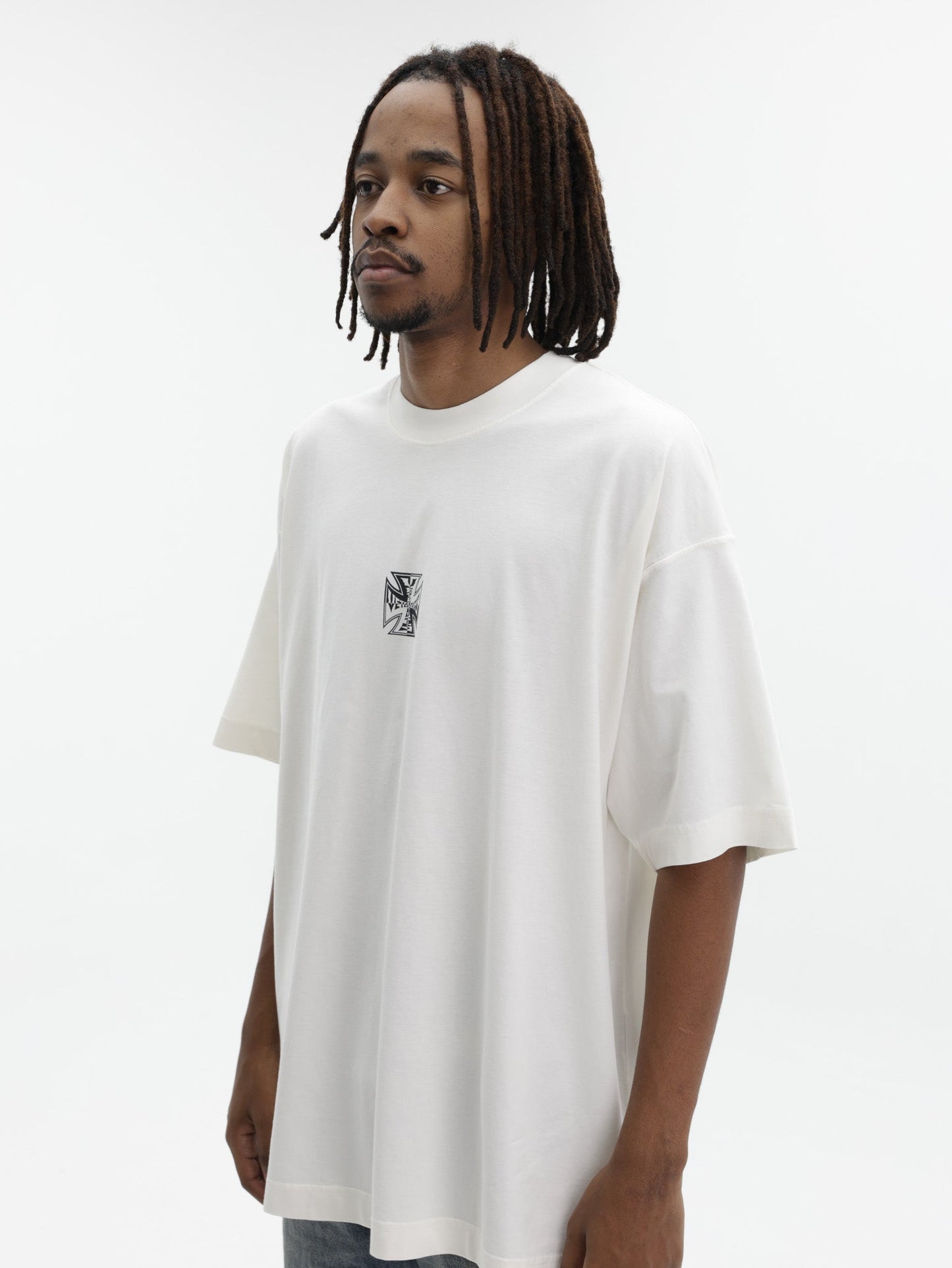 Vetements T-Shirt Biker Cross Logo Vanilla