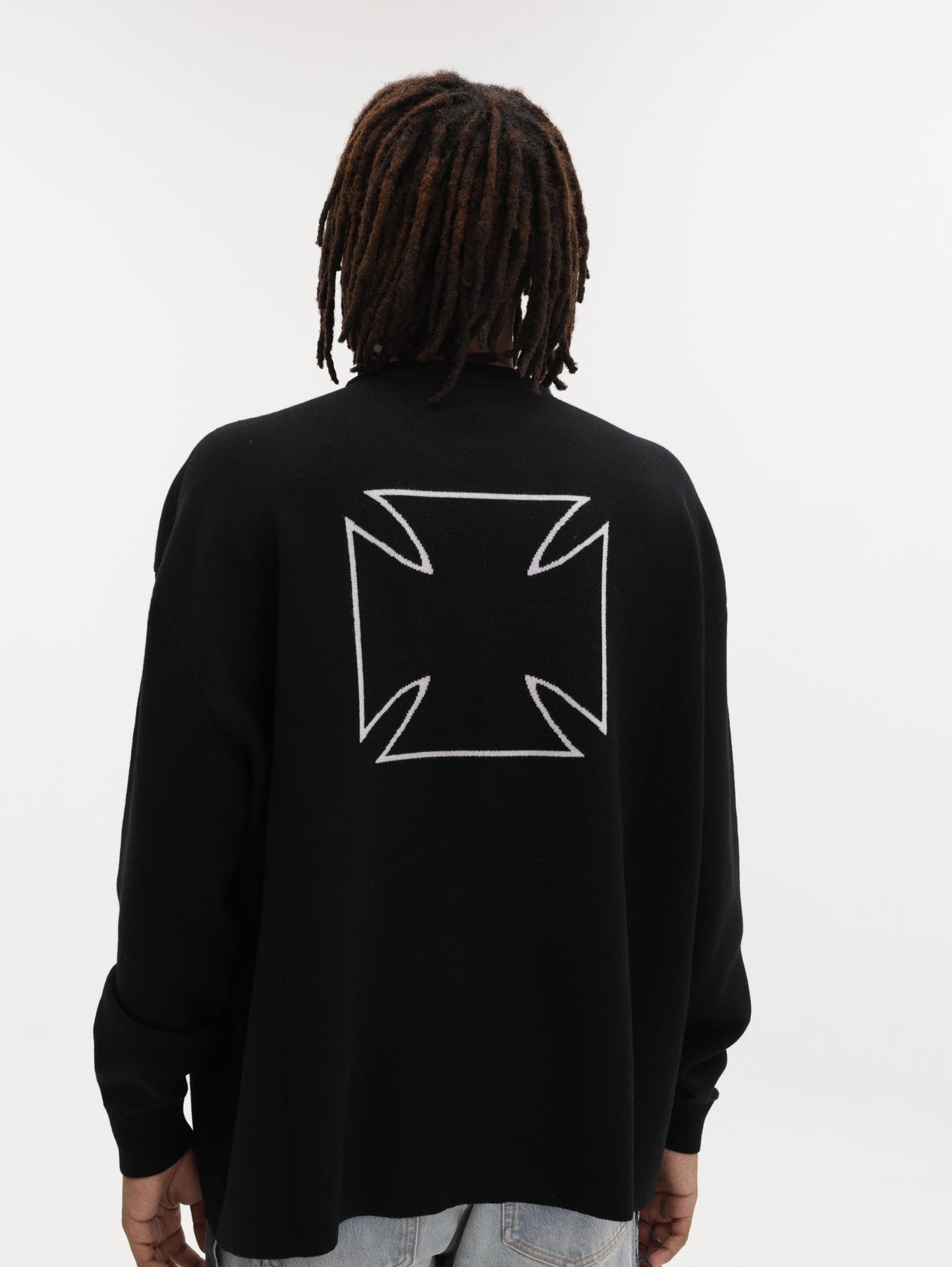 Vetements Sweater Double Biker Cross Logo Black