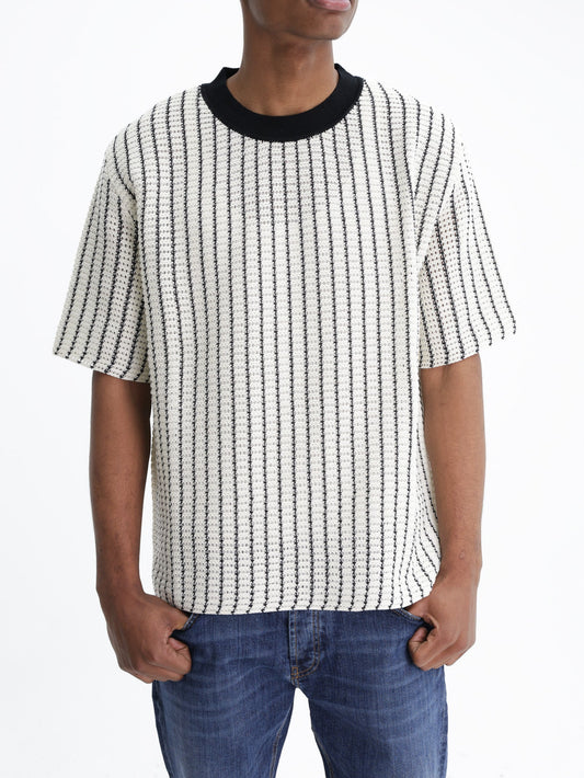 Jil Sander T-Shirt Black Stripe Crew Cream